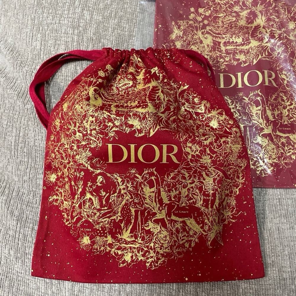 Christian Dior Constellations Red 2023 Chinese Lunar New Year Drawstring Bag